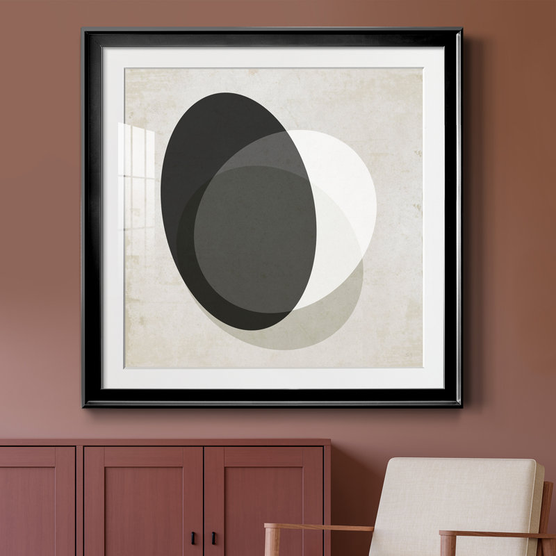 Moderniste Neutre I - cadre photo, Papier encadré noir, H 26,5 po x l 26,5 po x P 1,5 po