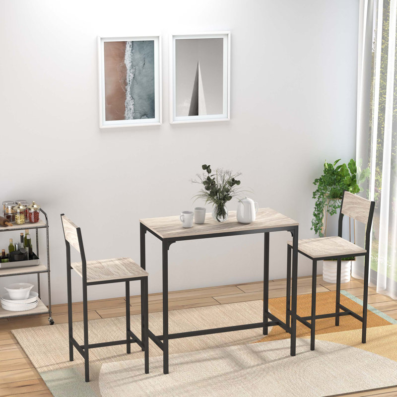 Ensemble de table de bar et de chaises 3 pièces, parfait pour une expérience culinaire confortable à deux dans n'importe quel espace