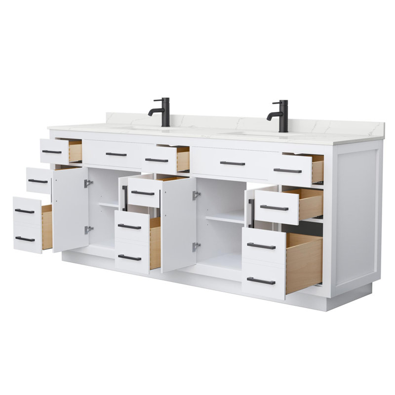 Beckett TK 84'' W Vanity, 8" Center, Brushed Nickel, Giotto Quartz