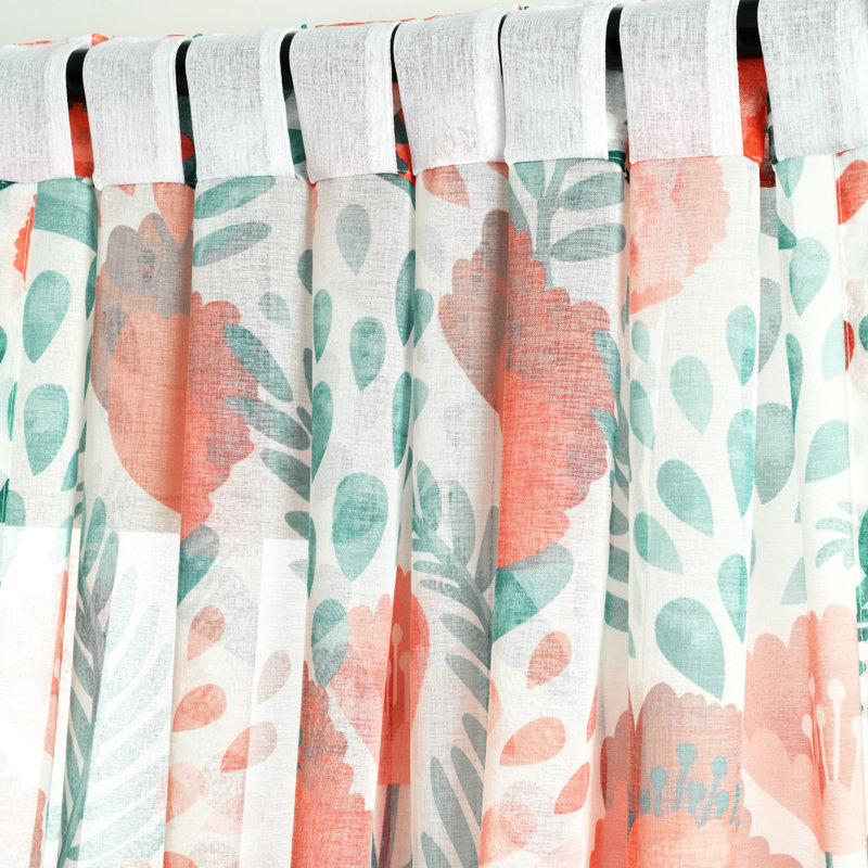 84-Inch Multi Floral Sheer Polyester Rod Pocket Curtain Panels