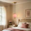 Suspension en laiton rose moderne du milieu du siècle, avec lumière-1738455023
