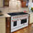 Akicon 48 Inch Freestanding Gas Range - 6.7 Cu. Ft. Double Rapid Convection Gas Oven - Gas Stove With 8 Sealed Burners & A Griddle, Heavy Duty Cast Iron Grates (white & Copper)