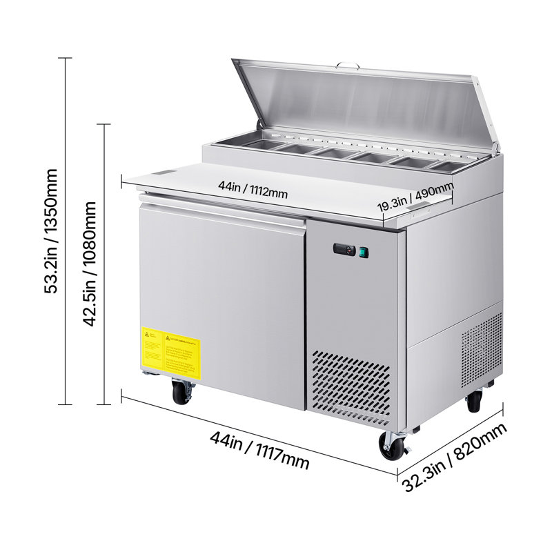 Table de préparation commerciale pour réfrigérateur à pizza en acier inoxydable