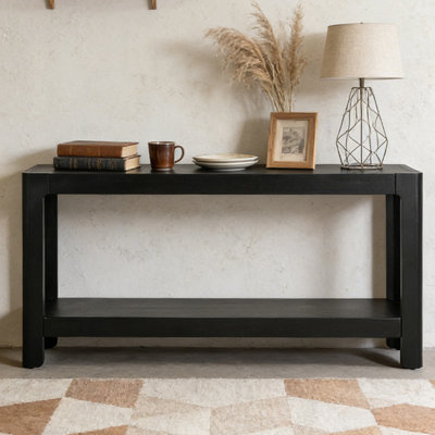 Modern Farmhouse Console Table,Elegant Minimalist Design with Premium Wood Veneer and Rounded Corners
