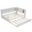 Lit de jour moderne en bois massif avec 5 tablettes de rangement, lumières DEL intégrées et station de charge USB (double)-133398591-133398592-133398593