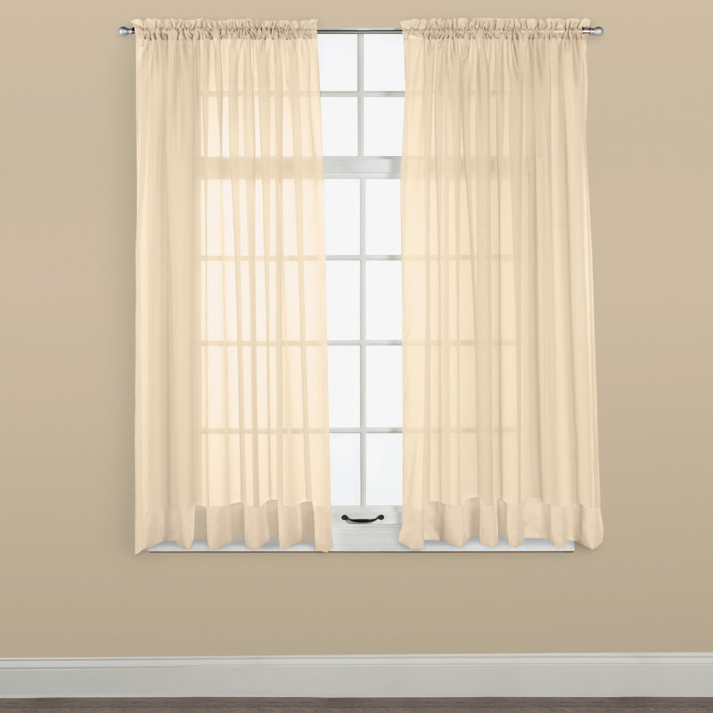White Sheer Polyester Rod Pocket Window Curtain Panel 60" x 63"