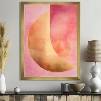 Gold Pink Blush & Gold Arcs I - Abstract Modern Transitional Picture Framed Wall Art