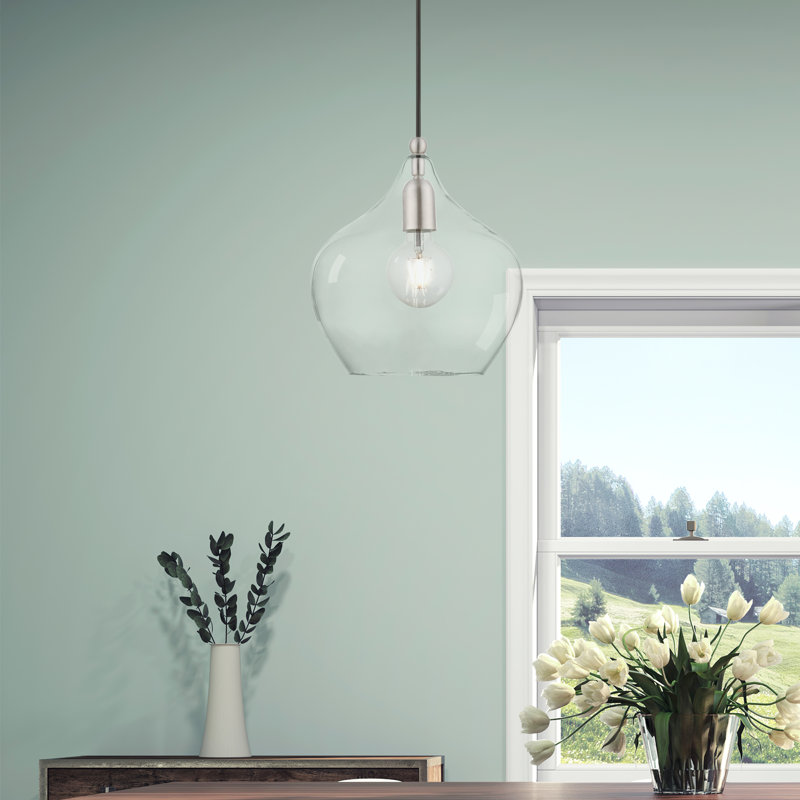 Luminaire suspendu géométrique à 1 lumière Donivin, Nickel brossé