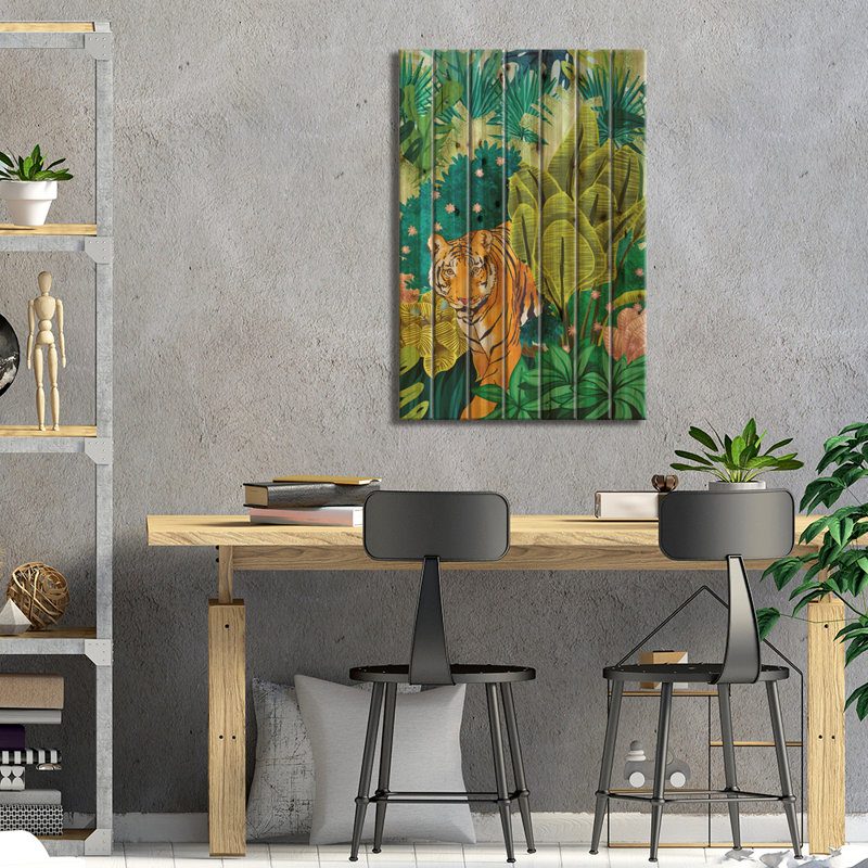 Impression de tigre de la jungle sur verre acrylique, H 40 po x l 26 po x P 1,5 po