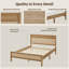 Base de lit plateforme en bois massif Boho avec tête et pied de lit en rotin