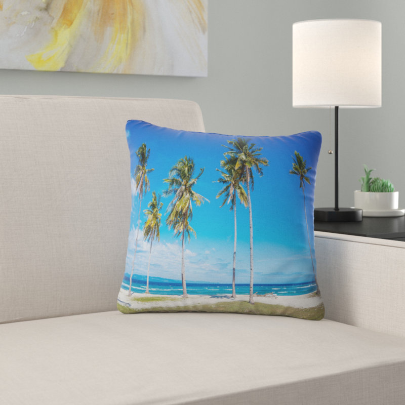Coussin de plage tropical seascape palms on philippines, 16 po x 1 po, Coussin décoratif