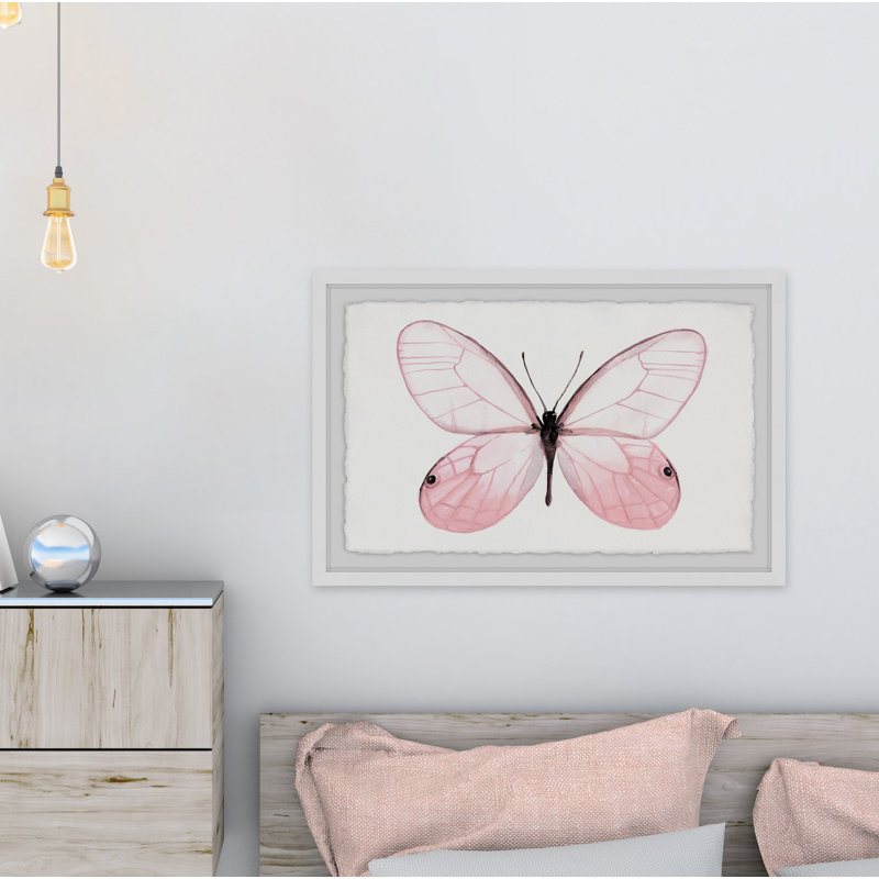 «Pink Butterfly Beauty», reproduction d'art sur papier encadrée, 24 po x 36 po