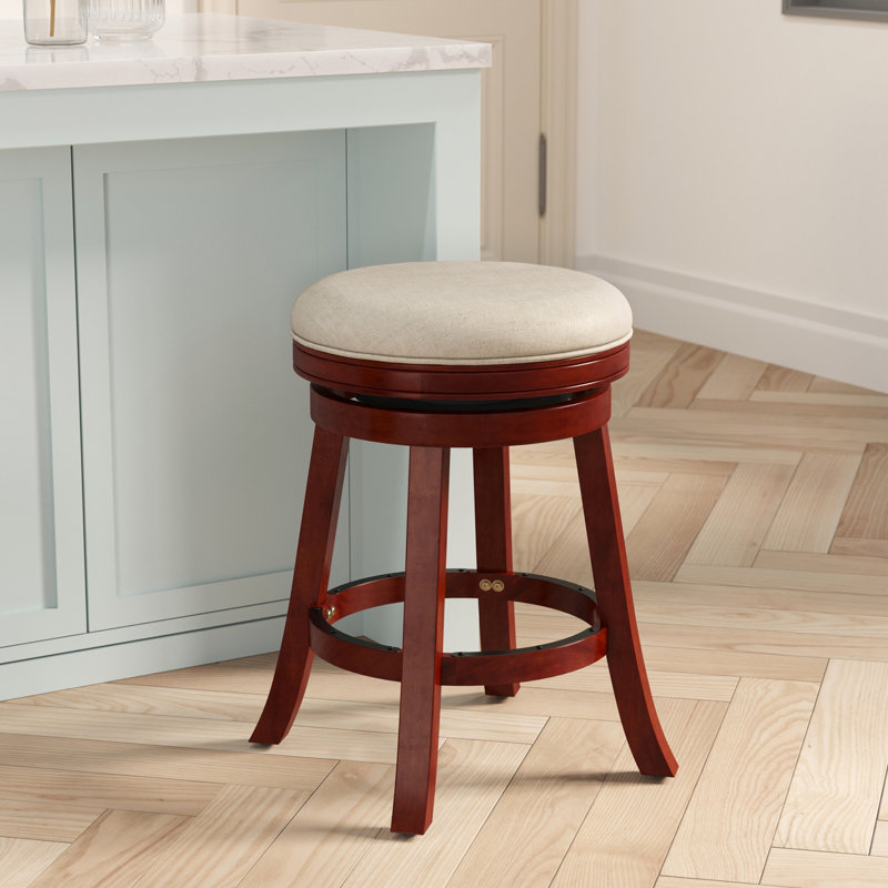 Tabouret de comptoir, Siège gris / cadre brun foncé, Tabouret de comptoir (siège d’une hauteur de 24