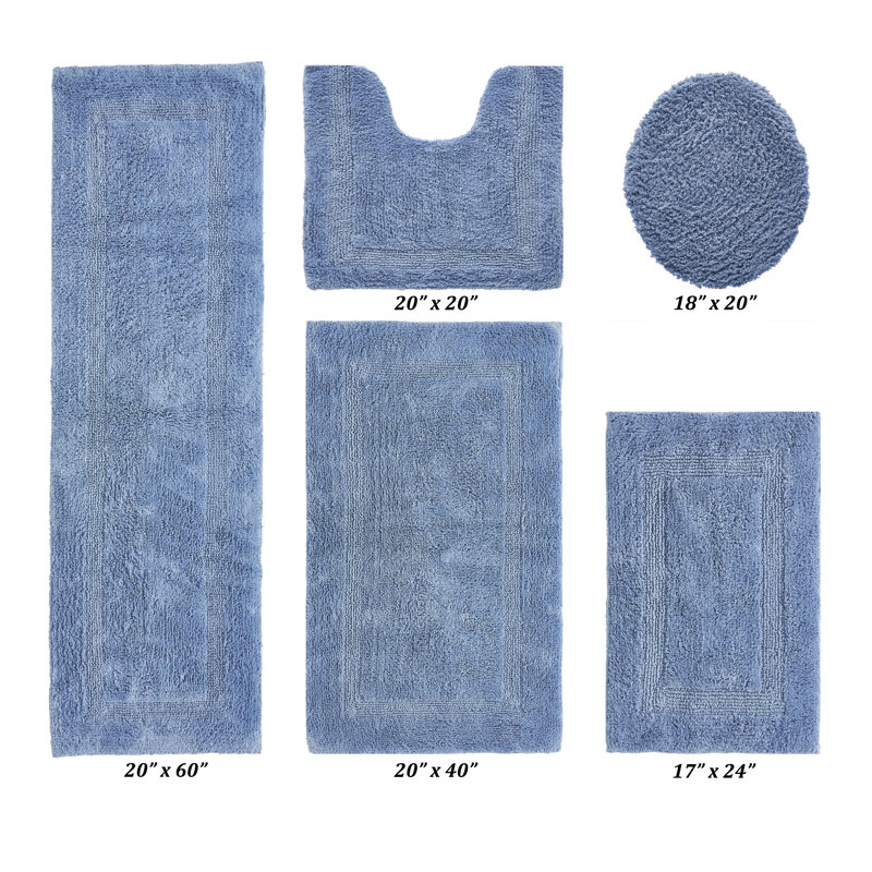 Ensemble de tapis pour salle de bain 5 pièces Lux Premium 2370 GSM, Bleu très foncé