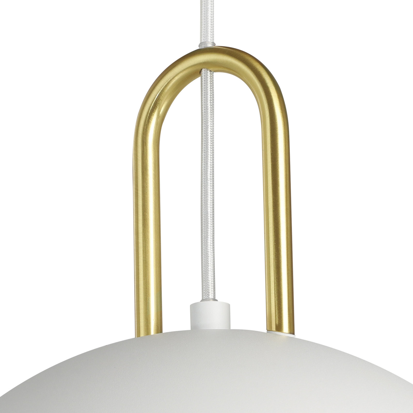 Dugan Single Light Metal Dimmable Pendant, White/Brushed Brass, White