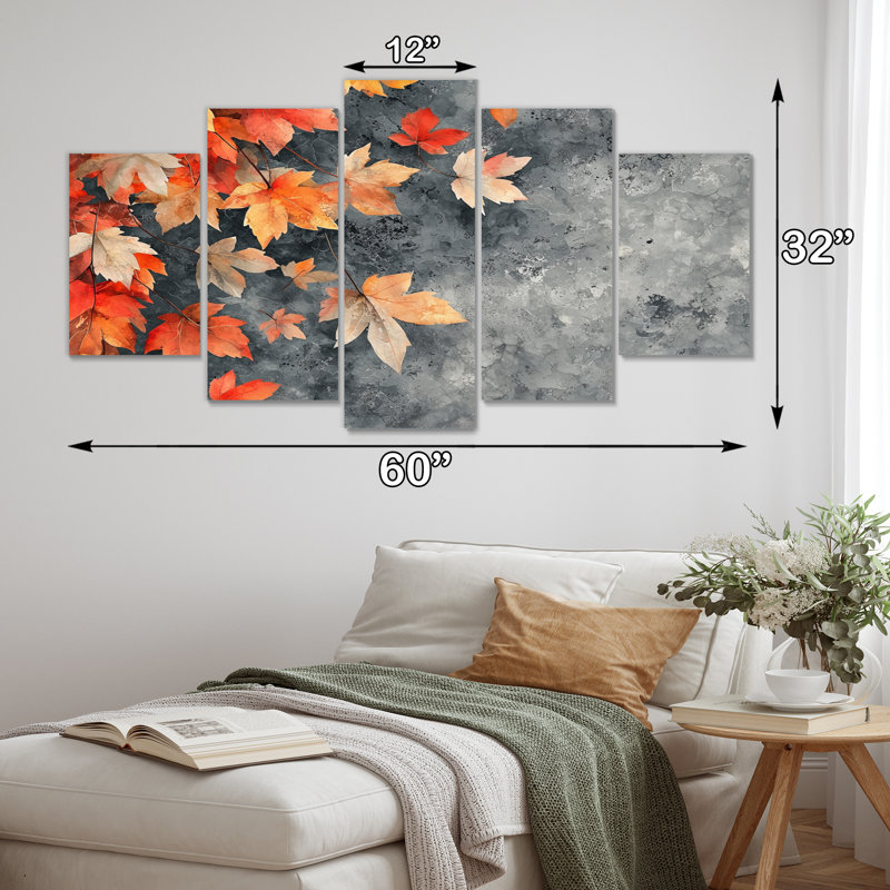 Feuilles d'automne orange V - L- Automne - art mural traditionnel pour salon diamant
