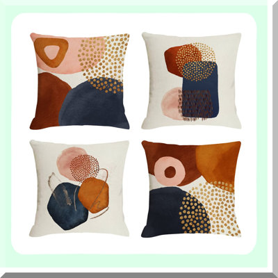 Abstract Boho Navy Geometric Pillow Covers Set - Mid Century Modern Aesthetic Minimalist Decor for Couch Home