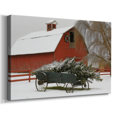 «Sleigh of Warm Lantern Promise» - Toile tendue avec châssis de qualité supérieure