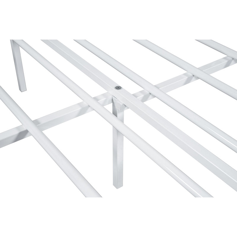 Contemporary Full Size Metal Bed, White Color, Mattress Ready For Bedroom Expression Bed With Style,