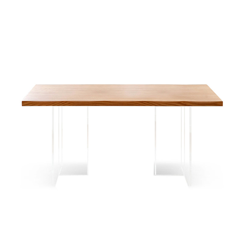 Table de salle à manger flottante moderne en bois massif et acrylique, H 29,5 po x L 62,9 po x l 35,4 po
