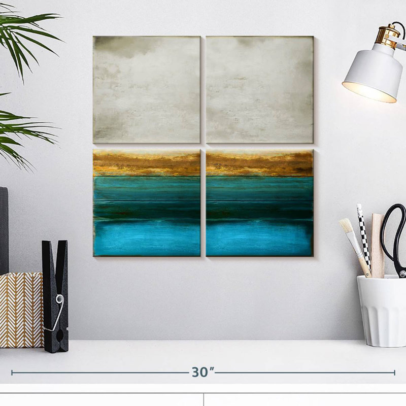 Or sur turquoise, H 18 po x l 18 po