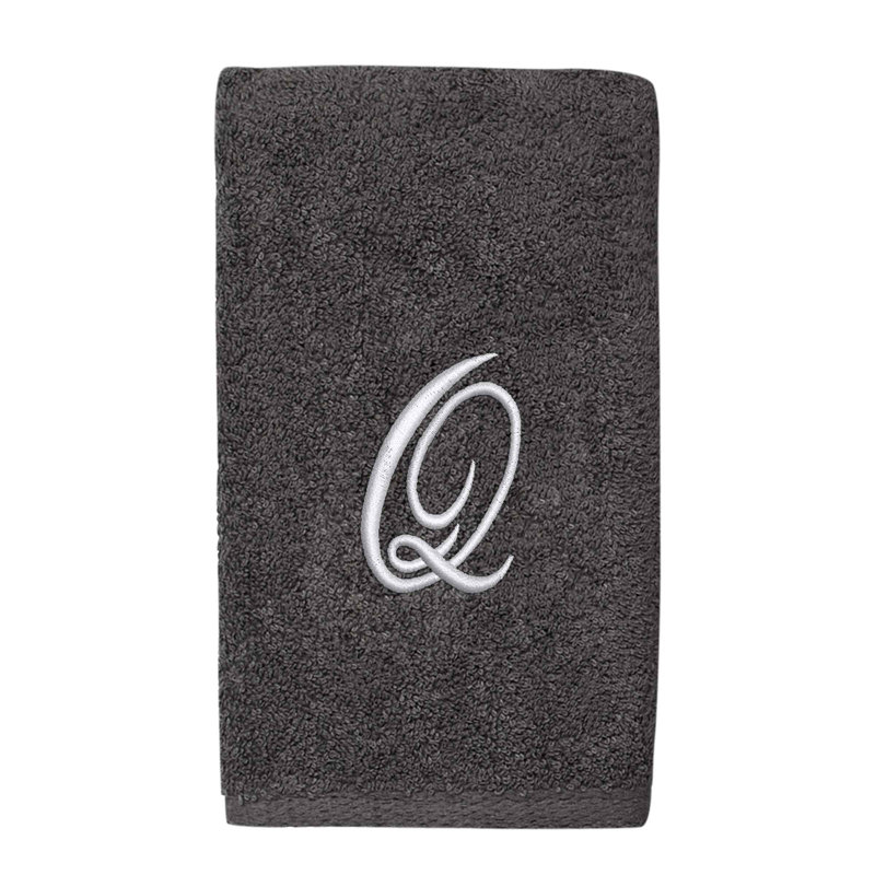 Winston Porter Granite/Silver Script Monogram Hand Towel Letter Q