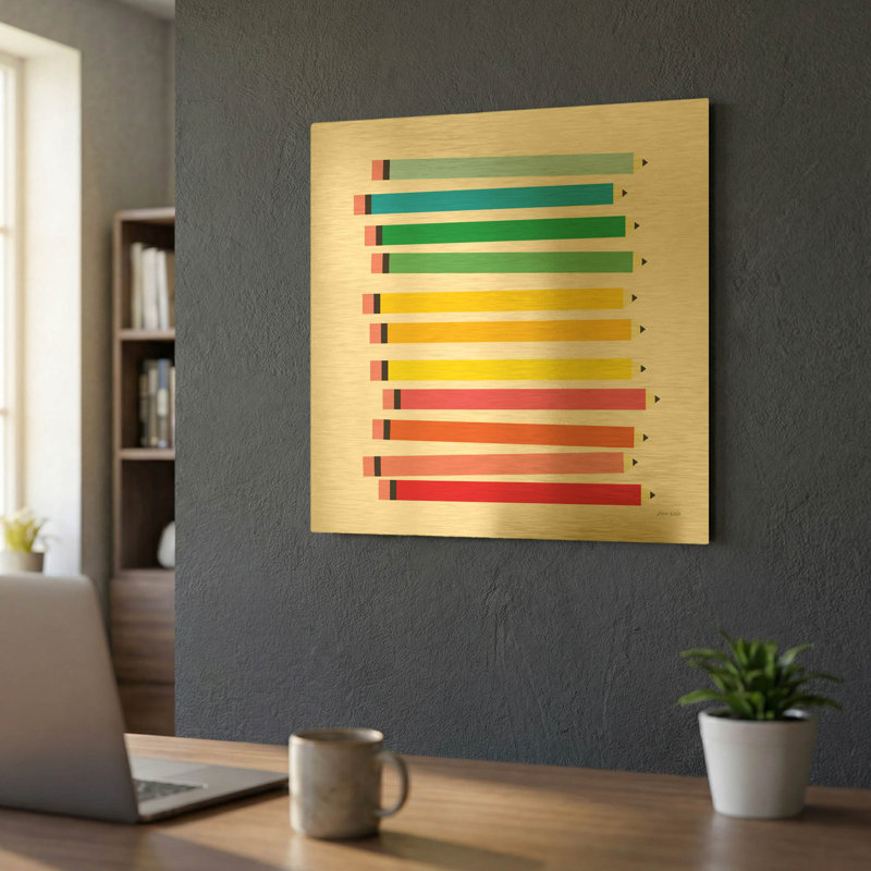 «Colored Pencils» par Ann Kelle, art mural en métal doré, 24 po x 24 po, 24 po x 24 po