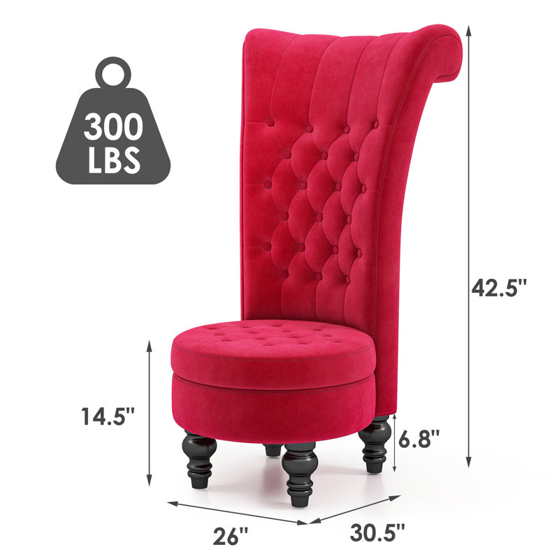 Cynai Velvet Wingback Chair, Red Velvet