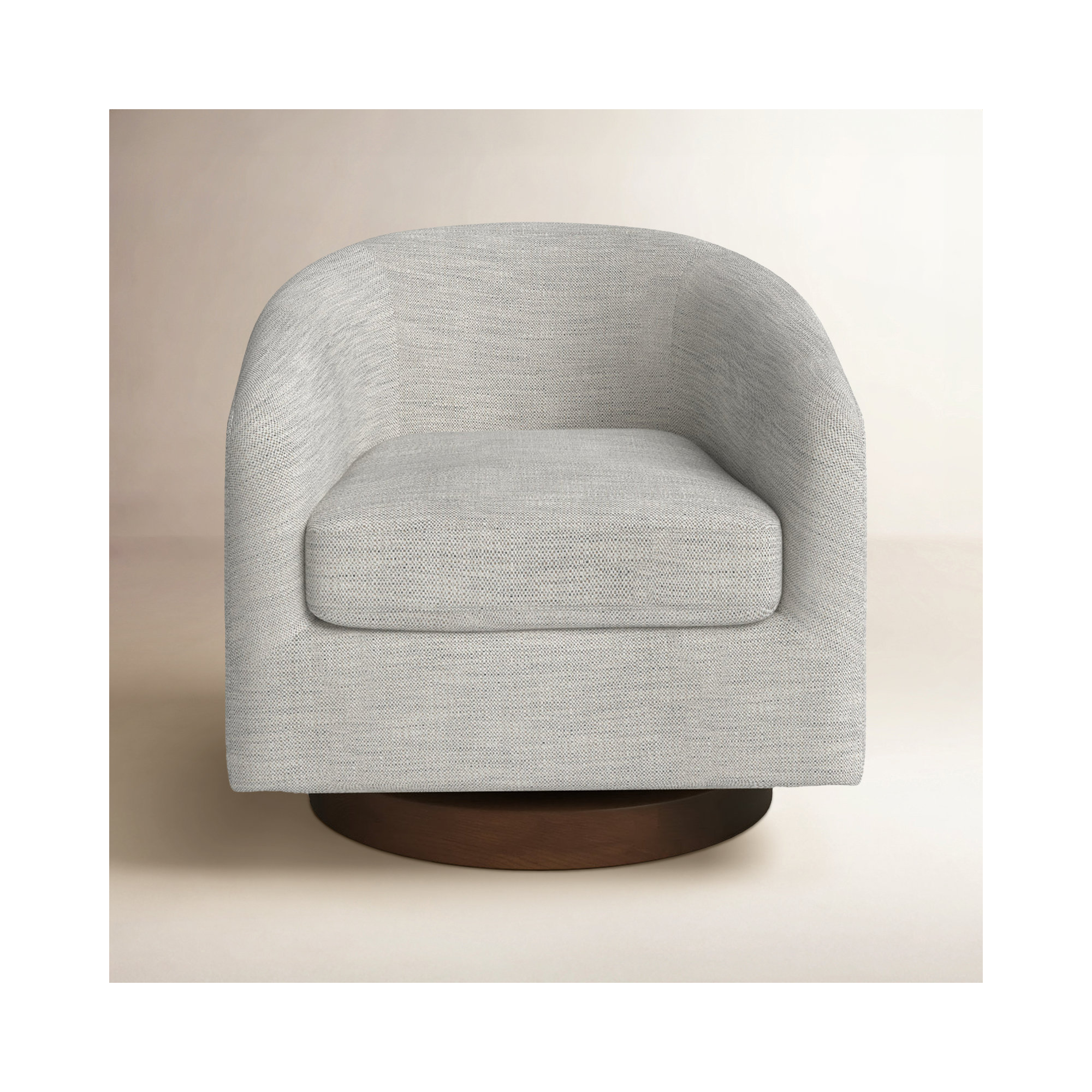 Bennett Upholstered Swivel Barrel Chair, Prestige Ivory Basketweave