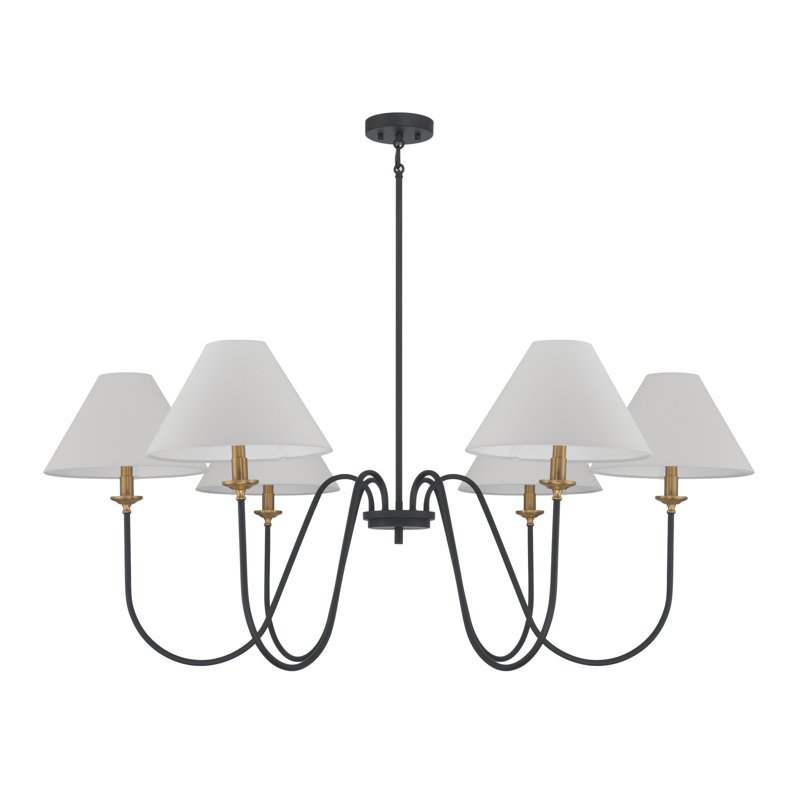 Lustre classique / traditionnel à 6 lumières à intensité variable, H 21 po x l 50 po x P 50 po, Noir