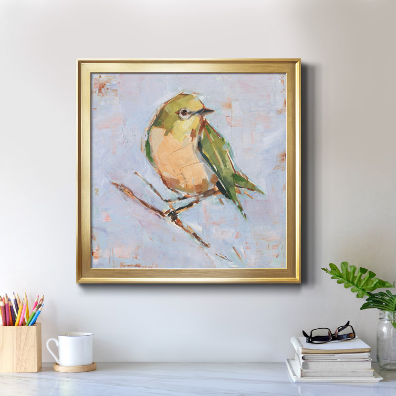 Variété d'oiseaux II - reproduction de photo sur toile, Cadre doré, H 17,5 po x l 17,5 po x P 1,5 po