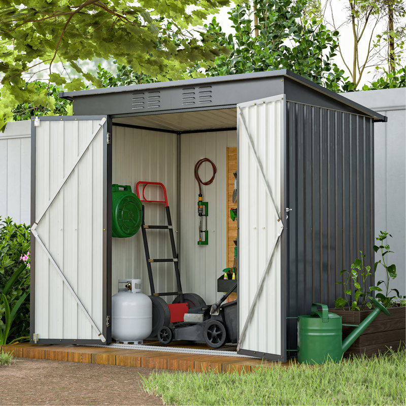 6 X 4 Ft Outdoor Storage Shed, All Weather Tool Shed For Garden, Backyard, Lawn, Black, Black, 68" H x 47" W x 71.9" D