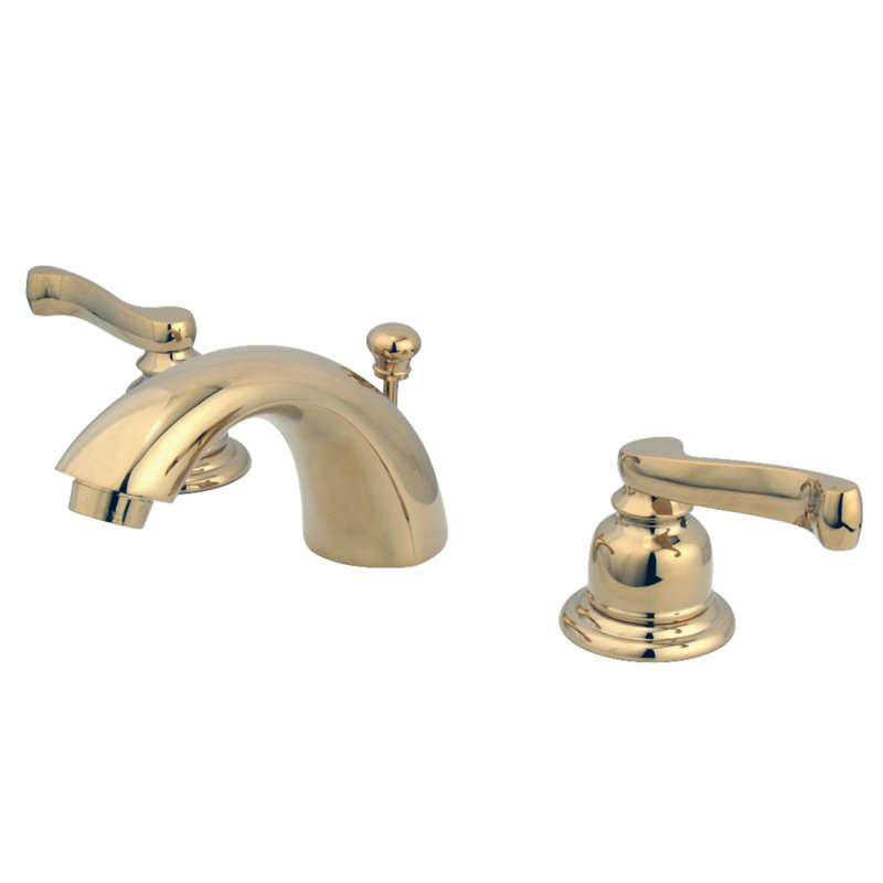 Robinet de salle de bain à large entraxe avec ensemble de drain royale, Laiton poli
