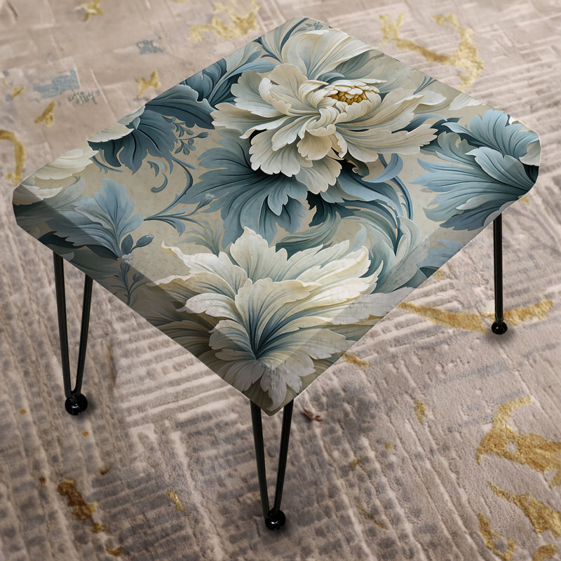 Petal Symphony Blue Damask Harmony I - Damask Rectangle Ottoman