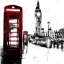 Cabine téléphonique et imprimé Big Ben | Décoration intérieure noire encadrée