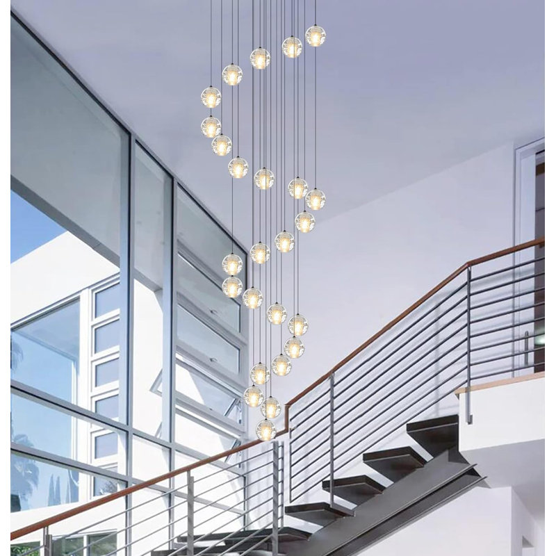 Lustre moderne 25 lumières Kimbely, Noir, 27,6 po x 27,6 po x 175 po