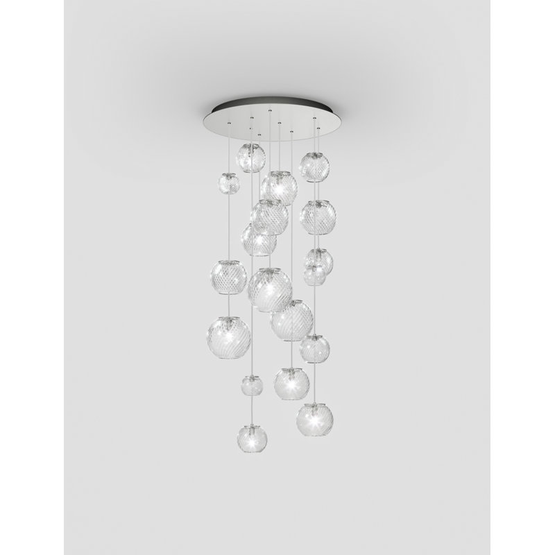 Oto 9 - Light Pendant, Crystal Striped Glass, Satin Nickel