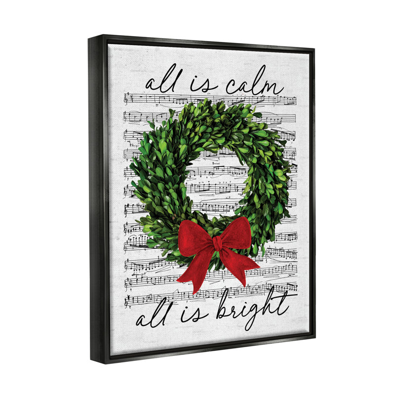 All All Bright Holiday Music, H 21 po x l 17 po x P 1,7 po, Cadre flottant noir de jais
