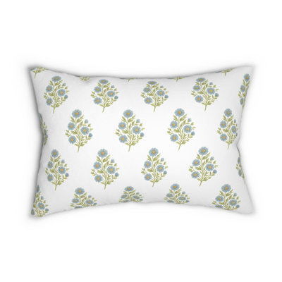 Block Print Inspired Floral Pillow Cover |  Botanical Aesthetic Throw Pillow