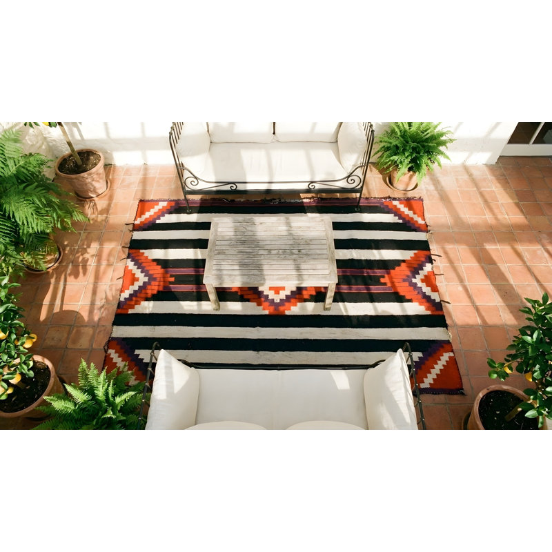 Geometric Flatwoven Antique Native American Chiefs Blanket Rug