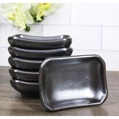 Ensemble de 6 assiettes à condiments rectangulaires en céramique Tetsu Kesho