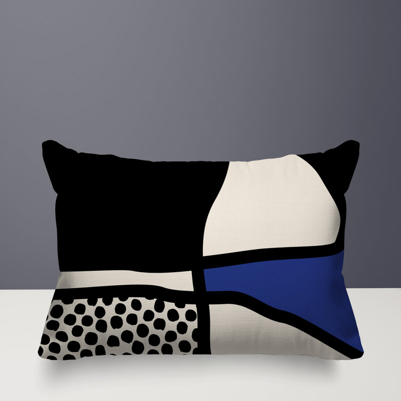 Coussin lombaire réversible intérieur / extérieur Jai Abstract, H 14 po x l 20 po, Marine