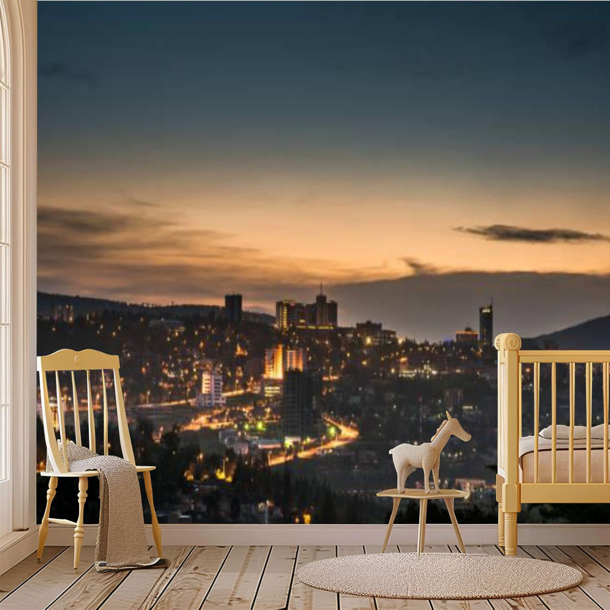 Ebern Designs Peel and Stick Canvas Wallpaper Wall Mural kigali skyline ...