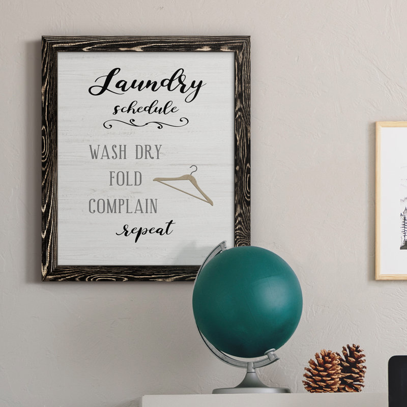 Laundry Complain - Art textuel sur toile, Cadre noir, H 20 po x l 17 po x P 1,5 po