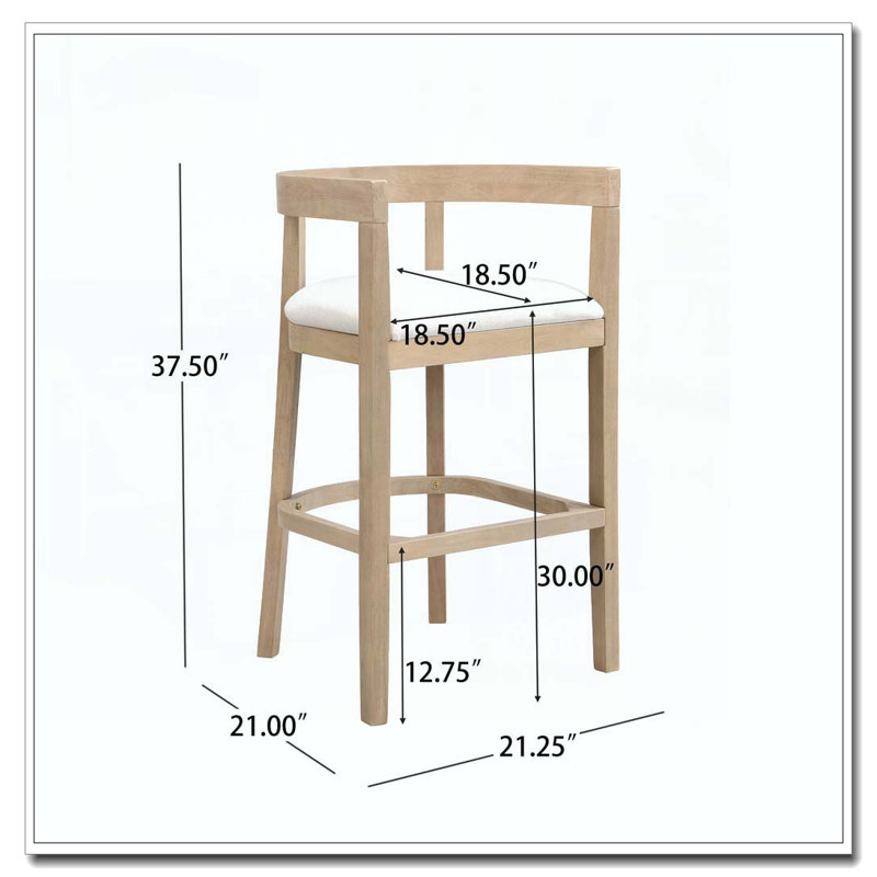 Tabouret de comptoir en bois d'hévéa, Chêne
