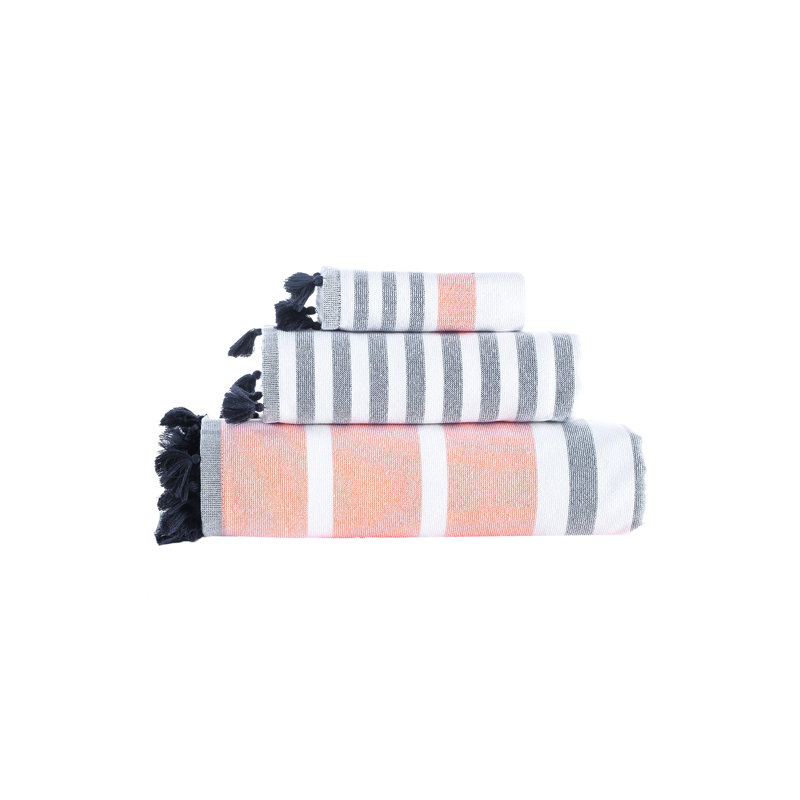 Brooks Brothers Turkish Pesthemal Towel Set, Orange, 3 Piece Towel Set