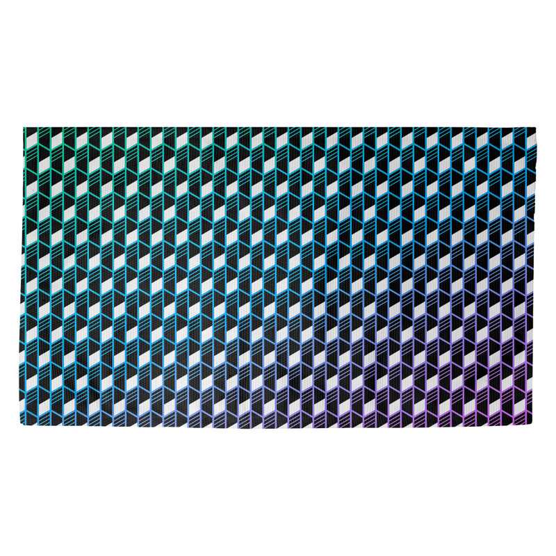 Tapis vert/bleu/mauve à motif géométrique Avicia, Rectangle 2 pi x 3 pi 4 po