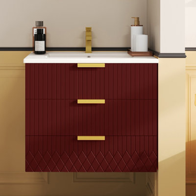 24" Floating Bathroom Vanity With Ceramic Sink