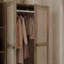 Armoire penderie en rotin 3 portes avec 6 tablettes, 3 tiroirs et tringle
