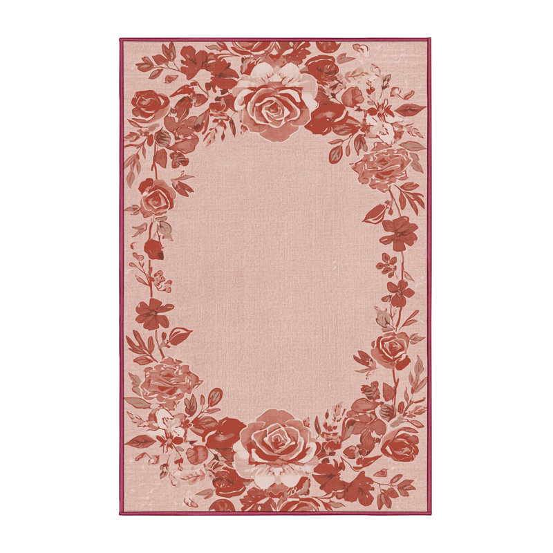 Soft Plush Esquibel Valentines Modern & Contemporary Abstract Area Rug in Pink – Rose Binding, 2x3